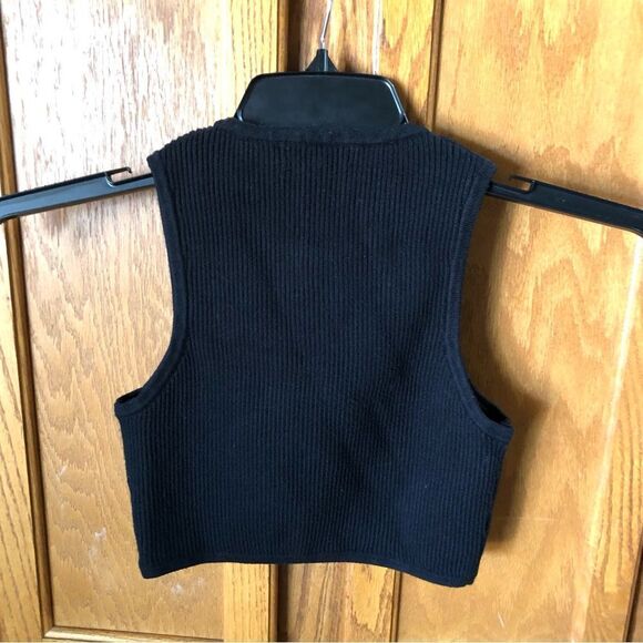 Brooklyn Karma Ribbed Cashmere Blend Sleeveless Crop Sweater - S - Picture 6 of 12